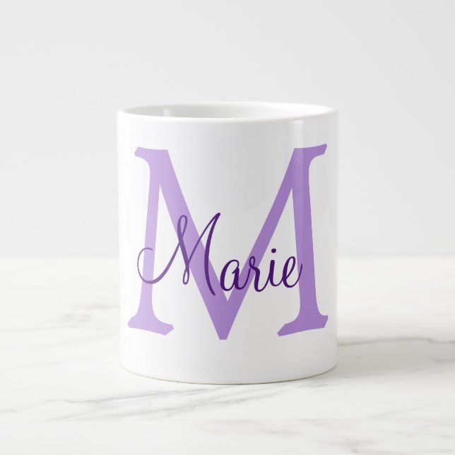 simple minimal add name monogram pink red   throw  large coffee mug (Front)