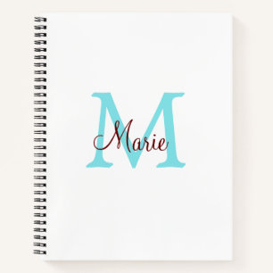 simple minimal add name monogram pink red throw notebook