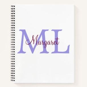 simple minimal add name monogram pink red throw notebook