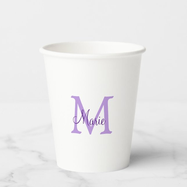 simple minimal add name monogram pink red   throw  paper cups (Front)