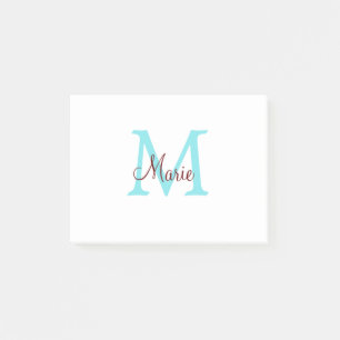 simple minimal add name monogram pink red throw post-it notes