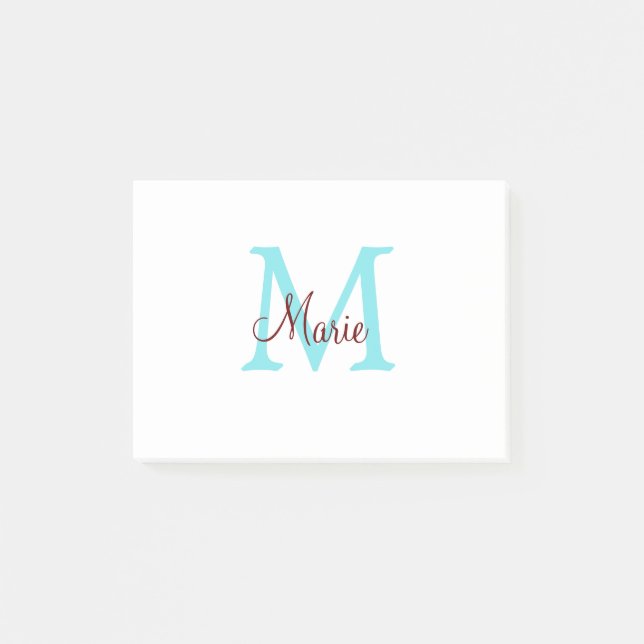 simple minimal add name monogram pink red   throw  post-it notes (Front)