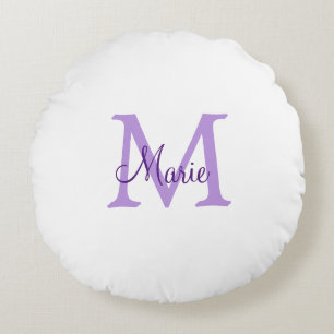 simple minimal add name monogram pink red throw round cushion