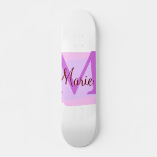 simple minimal add name monogram pink red throw skateboard