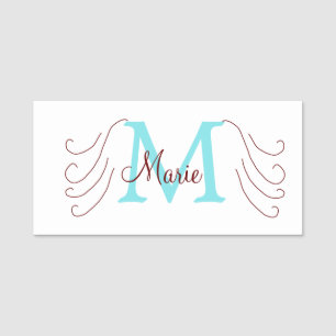 simple minimal add name monogram pink red throw tag