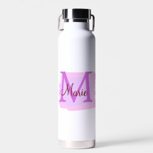 simple minimal add name monogram pink red throw water bottle