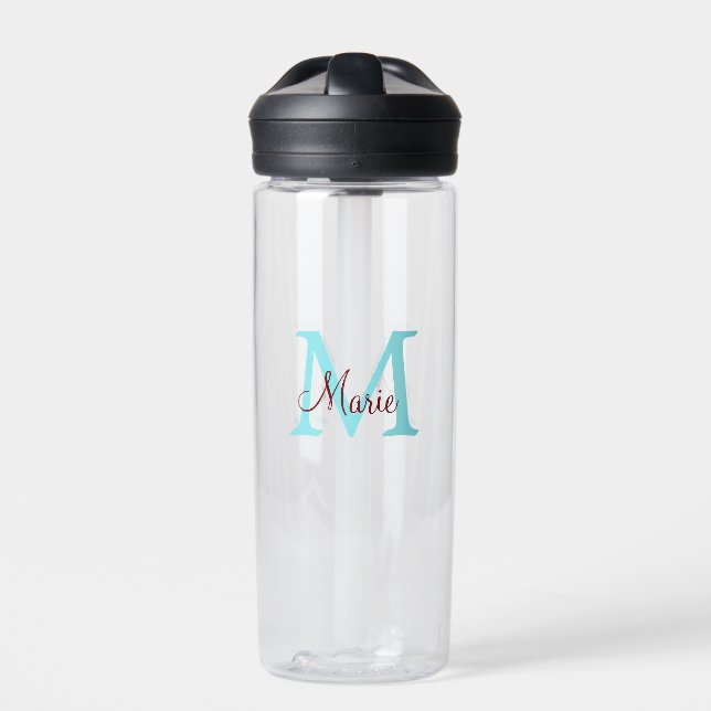 simple minimal add name monogram pink red   throw  water bottle (Front)