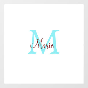 simple minimal add name monogram pink red   throw  window cling
