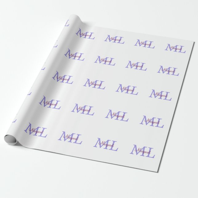 simple minimal add name monogram pink red   throw  wrapping paper (Unrolled)