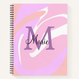 simple minimal add name monogram pink red watercol notebook