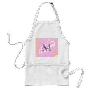 simple minimal add name monogram pink red watercol standard apron