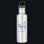simple minimal add name monogram purple green date 710 ml water bottle<br><div class="desc">beautiful design</div>