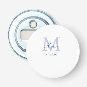 simple minimal add name monogram purple green date bottle opener