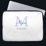 simple minimal add name monogram purple green date laptop sleeve<br><div class="desc">beautiful design</div>