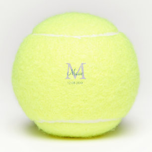 simple minimal add name monogram purple green date tennis balls
