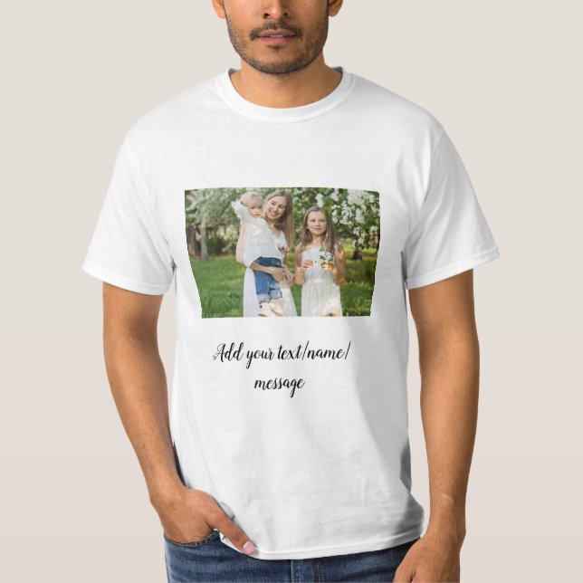 simple minimal add our photo collage name text  T-Shirt (Front)