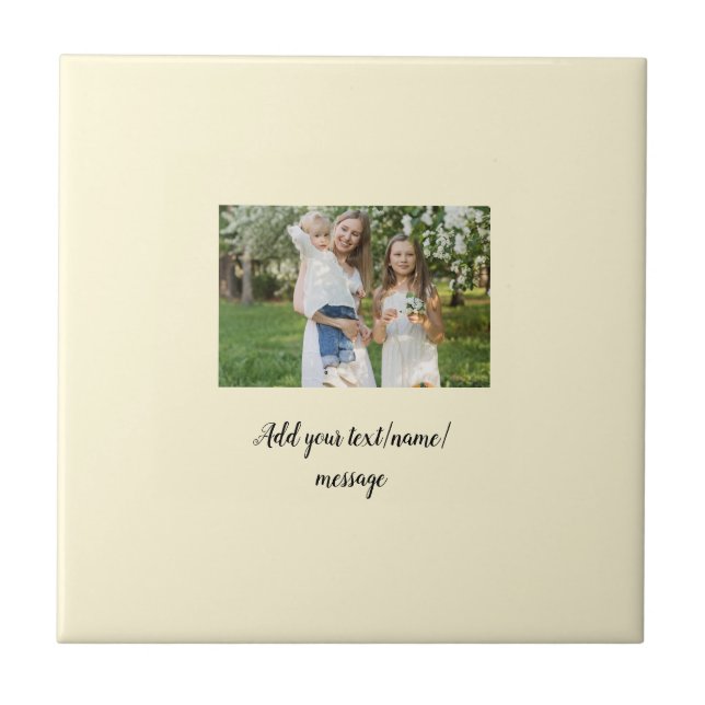 simple minimal add our photo collage name text     tile (Front)