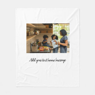 simple minimal add photo collage name family mom fleece blanket
