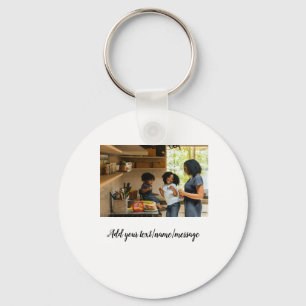 simple minimal add photo collage name family mom key ring