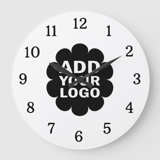 Simple Minimal Add Your Business Logo Promotional  Large Clock (Front)
