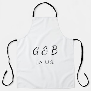 SIMPLE MINIMAL add your couple name city name text Apron
