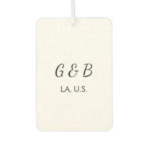 SIMPLE MINIMAL add your couple name city name text Car Air Freshener
