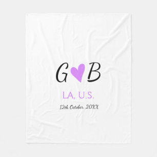 SIMPLE MINIMAL add your couple name city name text Fleece Blanket
