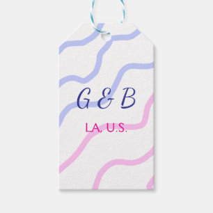 SIMPLE MINIMAL add your couple name city name text Gift Tags