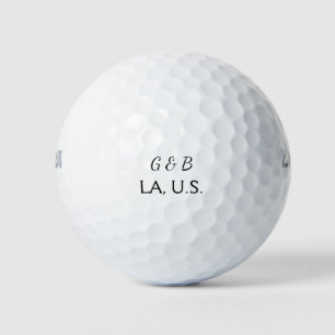 SIMPLE MINIMAL add your couple name city name text Golf Balls