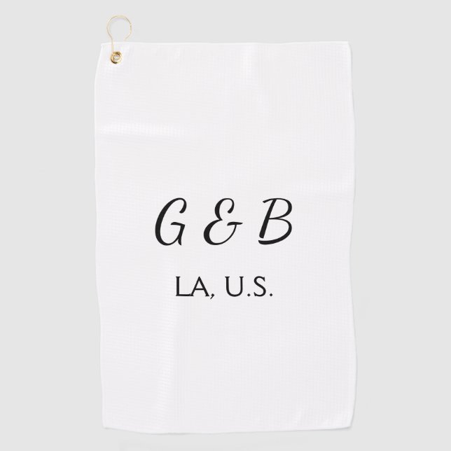 SIMPLE MINIMAL add your couple name city name text Golf Towel (Front)