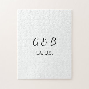 SIMPLE MINIMAL add your couple name city name text Jigsaw Puzzle