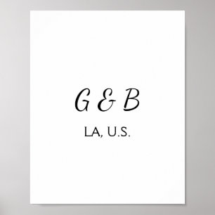 SIMPLE MINIMAL add your couple name city name text Poster