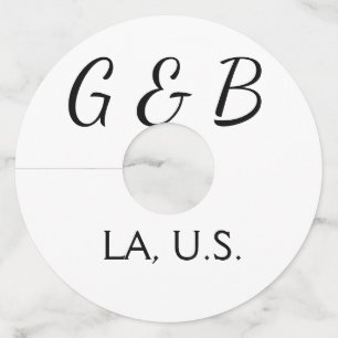 SIMPLE MINIMAL add your couple name city name text Wine Glass Tag