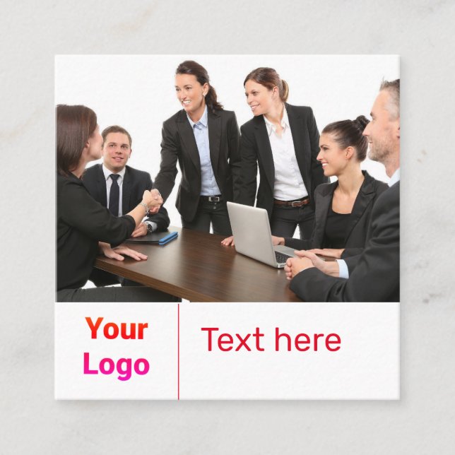 SIMPLE MINIMAL ADD YOUR LOGO CUSTOM TEXT HERE BUSI SQUARE BUSINESS CARD (Front)