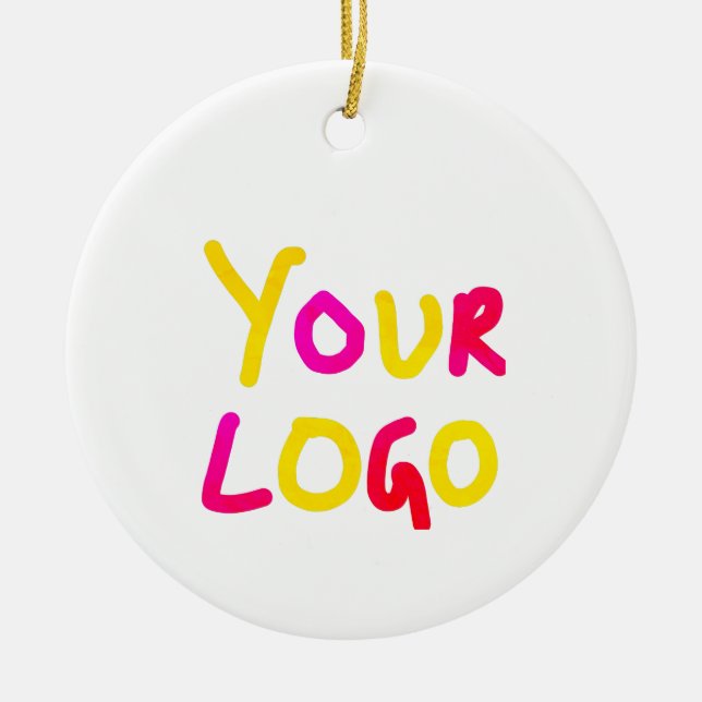simple minimal add your logo/design here business  ceramic tree decoration (Front)