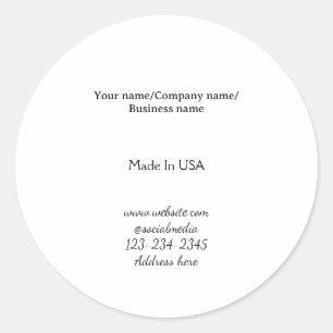 simple minimal add your logo/design here business classic round sticker