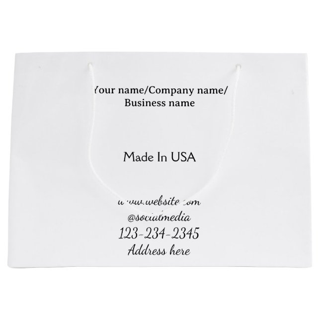 simple minimal add your logo/design here business  large gift bag (Front)