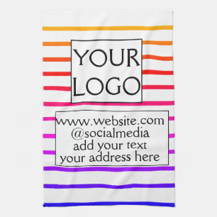 simple minimal add your logo/design here business tea towel