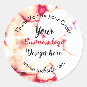simple minimal add your logo/design here marble cl classic round sticker
