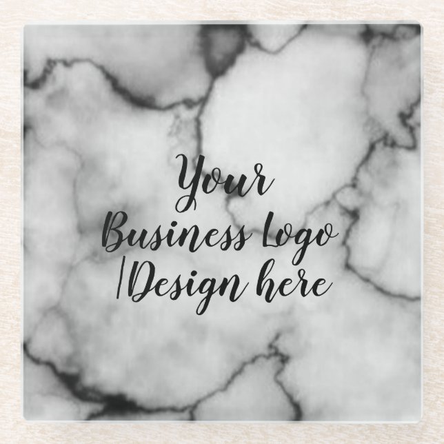simple minimal add your logo/design here marble  s glass coaster (Front)