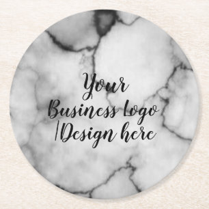 simple minimal add your logo/design here marble s round paper coaster