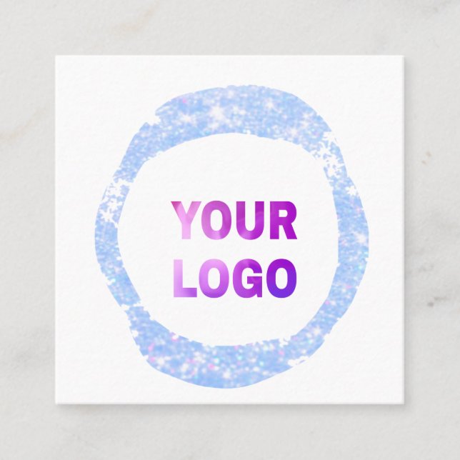 simple minimal add your logo/design here text glit square business card (Front)