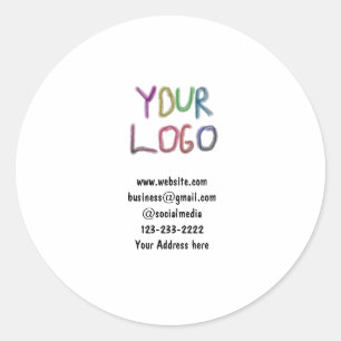 simple minimal add your logo/design here text pos classic round sticker