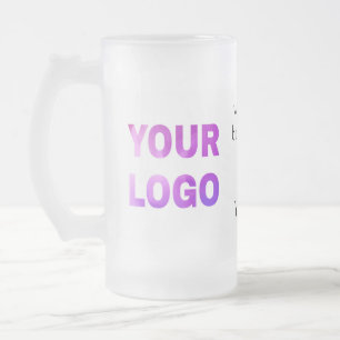 simple minimal add your logo/design here text pos frosted glass beer mug