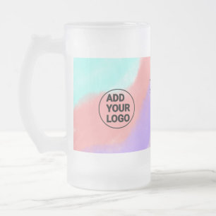 simple minimal add your logo/design here text pos frosted glass beer mug