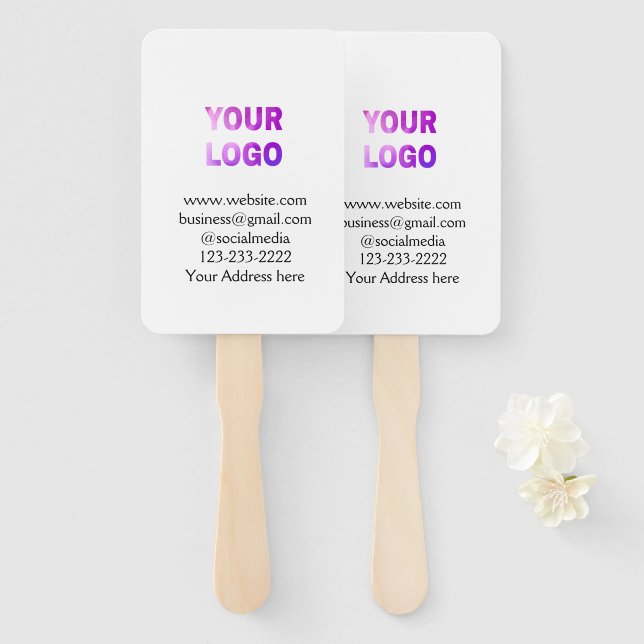 simple minimal add your logo/design here text  pos hand fan (Front and Back)