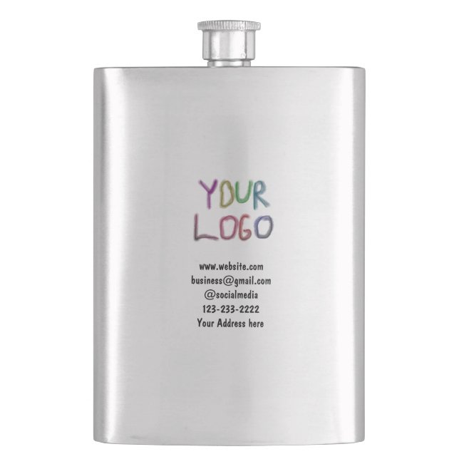 simple minimal add your logo/design here text  pos hip flask (Front)