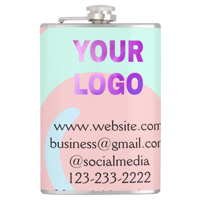 simple minimal add your logo/design here text  pos hip flask (Front)