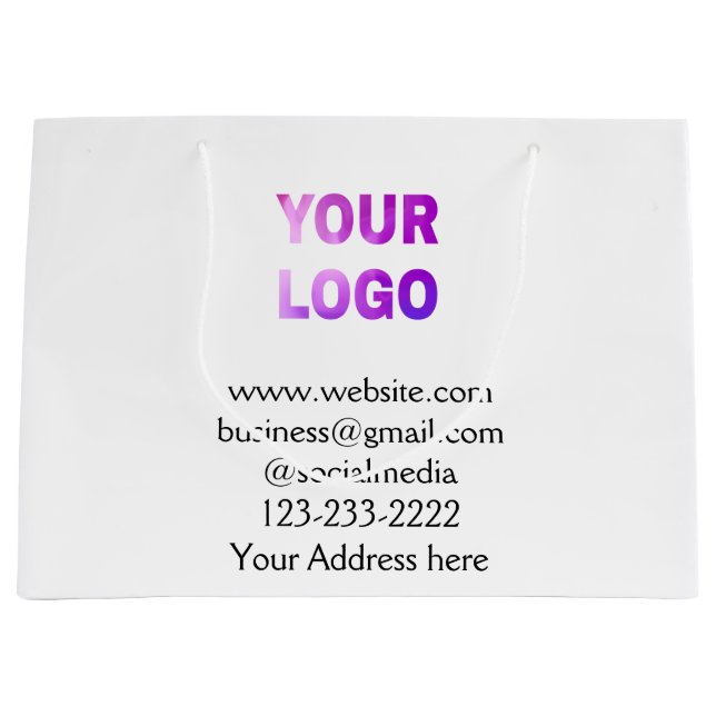 simple minimal add your logo/design here text  pos large gift bag (Front)