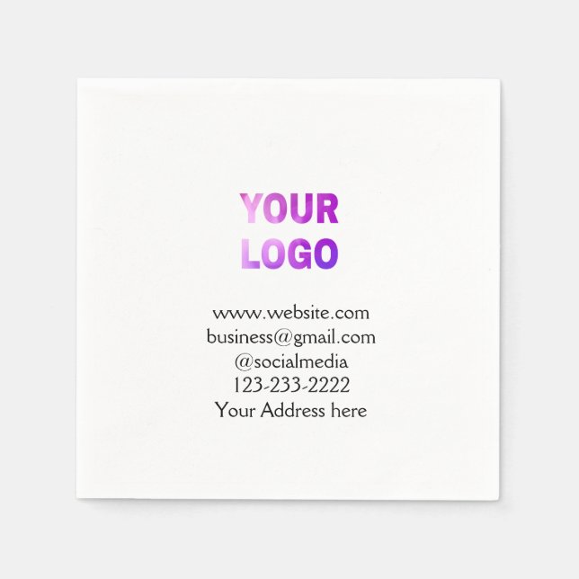 simple minimal add your logo/design here text  pos napkin (Front)
